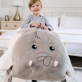 img 2 attached to 🪑 Luxury Loungers: Premium Soft Landing, Grey Elephant Character Cushion - 52" L with Carrying Handle & Hidden Hand Pockets