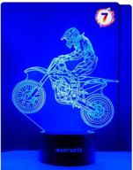 🏍️ motocross 3d lamp - best boys and girls room gifts, dirt bike decor toys night light for kids baby bedroom, 7 colors changing nightlight with battery backup and smart control logo