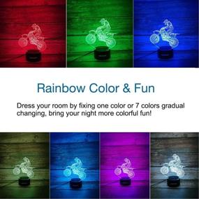 img 3 attached to 🏍️ Motocross 3D Lamp - Best Boys and Girls Room Gifts, Dirt Bike Decor Toys Night Light for Kids Baby Bedroom, 7 Colors Changing Nightlight with Battery Backup and Smart Control