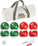 🏀 japer bees bocce ball set - premium resin 90/100/107mm outdoor lawn game for family - includes 8 balls, 1 pallino, measuring rope & canvas carrying case логотип