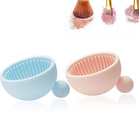 img 4 attached to 🧼 Silicone Makeup Brush Cleaner Mat - Portable Cleaning Washing Tool for Cosmetic Brushes (2 Pack)