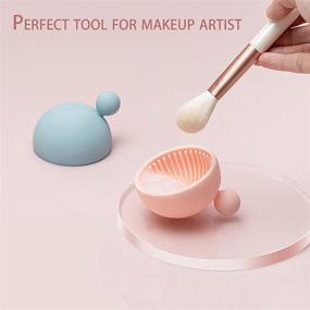 img 3 attached to 🧼 Silicone Makeup Brush Cleaner Mat - Portable Cleaning Washing Tool for Cosmetic Brushes (2 Pack)