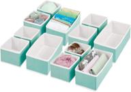 mdesign soft fabric dresser drawer and closet storage organizer: turquoise/white set of 12 in 2 sizes for bedroom, closet, shelves, drawers – clothing & accessory organizing bins logo