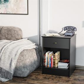 img 2 attached to 🌃 SRIWATANA 2-Tier Bedside Table with Drawer - Modern Nightstand in Black