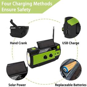 img 2 attached to Upgraded 2021 Emergency Solar Hand Crank Weather Radio - AM FM NOAA, 3 LED Flashlights, Motion Sensor, Reading Lamp, SOS Alarm, 4000mAH Rechargeable Battery USB Charger (Green)