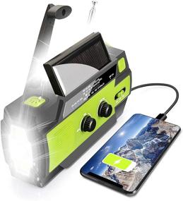 img 4 attached to Upgraded 2021 Emergency Solar Hand Crank Weather Radio - AM FM NOAA, 3 LED Flashlights, Motion Sensor, Reading Lamp, SOS Alarm, 4000mAH Rechargeable Battery USB Charger (Green)