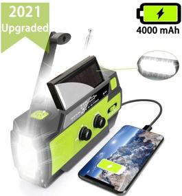 img 3 attached to Upgraded 2021 Emergency Solar Hand Crank Weather Radio - AM FM NOAA, 3 LED Flashlights, Motion Sensor, Reading Lamp, SOS Alarm, 4000mAH Rechargeable Battery USB Charger (Green)