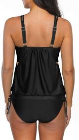 img 3 attached to 👙 Stylish Yonique Tankini Swimwear: Blouson Swim Tops with Bikini Bottoms - Athletic Two Piece Bathing Suits and Double Up Swim Tops for Women