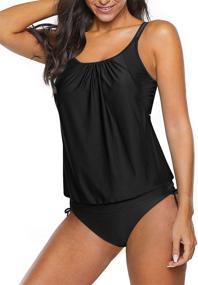 img 1 attached to 👙 Stylish Yonique Tankini Swimwear: Blouson Swim Tops with Bikini Bottoms - Athletic Two Piece Bathing Suits and Double Up Swim Tops for Women