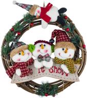 🎄 christmas wreath: morevee 14 inch traditional advent wreath with snowman - perfect festive door decor for christmas party логотип