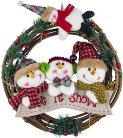 img 4 attached to 🎄 Christmas Wreath: Morevee 14 Inch Traditional Advent Wreath with Snowman - Perfect Festive Door Decor for Christmas Party