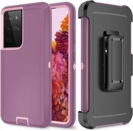 case with belt-clip holster for galaxy s21 ultra drop full body rugged shock dust proof military protective tough durable cover heavy duty for galaxy s21 ultra (purple red/light pink) logo