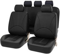 🚗 premium faux leather car seat covers - full set, black | auto high automotive vehicle seat protectors | universal fit for auto truck van suv logo