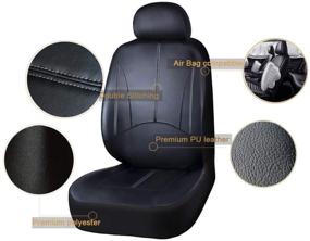 img 2 attached to 🚗 Premium Faux Leather Car Seat Covers - Full Set, Black | AUTO HIGH Automotive Vehicle Seat Protectors | Universal Fit for Auto Truck Van SUV