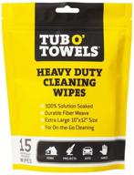 efficient cleaning made easy: tub o’ towels 15-pack individually wrapped heavy duty cleaning wipes - 10” x 12” logo