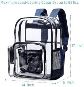 img 3 attached to 🎒 Transparent Clear Backpack by F-color: Heavy Duty PVC Bag for Stadium and School