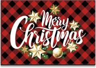 🎄 merry christmas doormat: festive buffalo plaid floor mat for indoor & outdoor décor - 23×16 inches logo