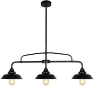 🏡 modern farmhouse black pendant lighting fixture: puzhi home 3-lights chandelier with metal shades – perfect for kitchen, dining room, and hallway логотип