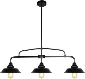 img 4 attached to 🏡 Modern Farmhouse Black Pendant Lighting Fixture: PUZHI HOME 3-Lights Chandelier with Metal Shades – Perfect for Kitchen, Dining Room, and Hallway