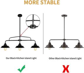 img 1 attached to 🏡 Modern Farmhouse Black Pendant Lighting Fixture: PUZHI HOME 3-Lights Chandelier with Metal Shades – Perfect for Kitchen, Dining Room, and Hallway