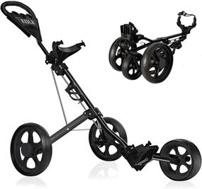 img 4 attached to 🏌️ KXDLR 3 Wheel Golf Push Cart, Swivel One-Second Folding Golf Trolley with Foot Brake and Cup Holder - Golf Club Cart for Men, Women, and Kids - Ideal for Practice, Games, and Golf Accessories