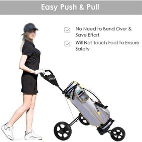 img 2 attached to 🏌️ KXDLR 3 Wheel Golf Push Cart, Swivel One-Second Folding Golf Trolley with Foot Brake and Cup Holder - Golf Club Cart for Men, Women, and Kids - Ideal for Practice, Games, and Golf Accessories