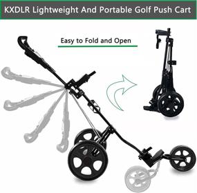 img 1 attached to 🏌️ KXDLR 3 Wheel Golf Push Cart, Swivel One-Second Folding Golf Trolley with Foot Brake and Cup Holder - Golf Club Cart for Men, Women, and Kids - Ideal for Practice, Games, and Golf Accessories