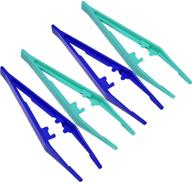 🔧 maxdot 10 pieces beads tweezers: plastic craft tools for diy - blue and green logo