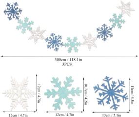 img 4 attached to Баннер с блестящими снежинками - 3 шт. зимний гирлянда для украшения вечеринки на Рождество, тема праздника с Санта Клаусом, зимний камин, новогодняя вечеринка, домашний декор - белый, синий, голубой.