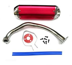 img 4 attached to 🏎️ Red High Performance Muffler for GY6 50cc-400cc 4 Stroke Scooters ATV Go Kart - Brand New and Efficient!