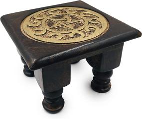 img 1 attached to Carved Wooden Pentagram Altar Table