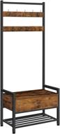 industrial rustic brown hoobro hall tree with bench - 3-in-1 entryway bench, coat rack, 🏠 and storage cabinet - easy assembly - free standing wood accent with metal hooks and frame (bf06mt01) logo