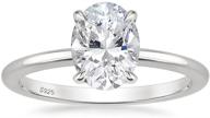 💍 925 sterling silver engagement rings - oval cut solitaire cubic zirconia cz wedding promise rings for her - women's wedding bands - size 3-11 logo