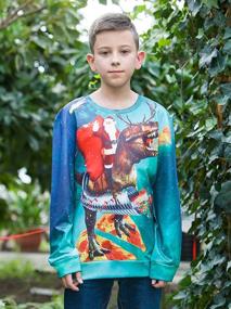 img 3 attached to Christmas Sweater Sweatshirt for Boys - Lovekider Dinosaur Clothing