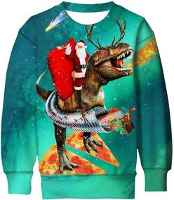 img 4 attached to Christmas Sweater Sweatshirt for Boys - Lovekider Dinosaur Clothing