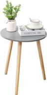 🏢 modern grey round side table, nightstand coffee end table for small living spaces, bedroom, easy assembly home decor bedside table with natural wood legs, 16.5 x 20.5 inches - apicizon logo