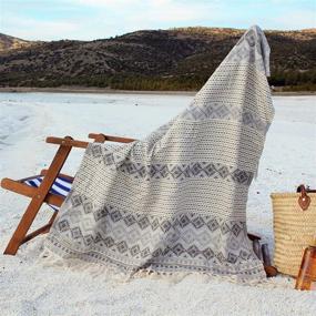 img 1 attached to 🏖️ T&I Home Aztec Turkish Towels Beach Towels: Prewashed, Quick Dry, Boho Peshtemal for Bath, Beach, SPA, Gym & Yoga | 36x70 Inches, Gray