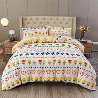 🌼 lamejor white and yellow floral/plaid reversible queen size duvet cover set with sweet soft kid's bedding - includes 1 duvet cover and 2 pillowcases logo