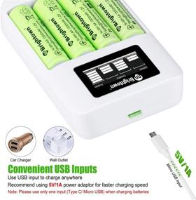 img 1 attached to 🔋 Convenient USB Fast Charging Rechargeable Battery Charger with 4 AA NiMH 2400mAh Batteries - Independent Slot
