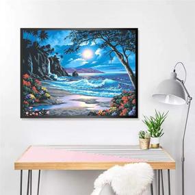 img 2 attached to MXJSUA 5D Diamond Painting Kit - Seaside Landscape Waterfall, Full Square Drill, 40x50cm/16x20inch, DIY Art Wall Decor with Diamonds