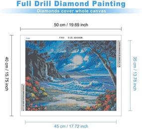 img 3 attached to MXJSUA 5D Diamond Painting Kit - Seaside Landscape Waterfall, Full Square Drill, 40x50cm/16x20inch, DIY Art Wall Decor with Diamonds