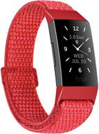 🔴 unnite nylon watch bands - soft, adjustable & breathable straps for fitbit charge 4/3 - china red sport band replacement for women and men logo