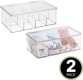 img 3 attached to 📦 mDesign Clear Plastic First Aid Kit Storage Box with Lid - Bathroom, Kitchen, Cabinet, Closet Organizer - Organizes Medicine, Ointments, Bandages - 8 Sections, 2 Pack