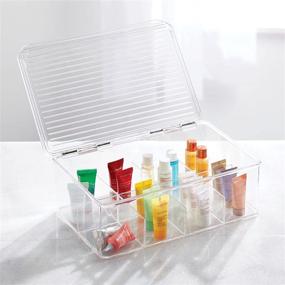 img 2 attached to 📦 mDesign Clear Plastic First Aid Kit Storage Box with Lid - Bathroom, Kitchen, Cabinet, Closet Organizer - Organizes Medicine, Ointments, Bandages - 8 Sections, 2 Pack