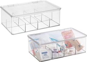 img 4 attached to 📦 mDesign Clear Plastic First Aid Kit Storage Box with Lid - Bathroom, Kitchen, Cabinet, Closet Organizer - Organizes Medicine, Ointments, Bandages - 8 Sections, 2 Pack