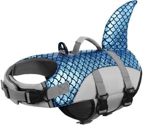 img 4 attached to Blue XX-Large MAZORT Dog Life Jacket - Reflective Pet Floatation Vest in Mermaid Design | Ripstop Lifesaver with Durable Rescue Handle for Small, Medium, Large Dogs