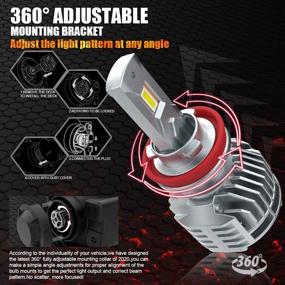 img 2 attached to 🔆 H11 LED Headlight Bulbs with Canbus, Car Work Box 20000LM 130W 6500K Ultra Bright H8 H9 CSP Chips Conversion Kit Adjustable Beam (Set of 2)