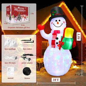 img 1 attached to 🎅 5FT Inflatable Snowman with Rotating Light - Christmas Blow Up Yard Decorations