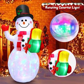 img 3 attached to 🎅 5FT Inflatable Snowman with Rotating Light - Christmas Blow Up Yard Decorations