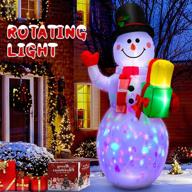 🎅 5ft inflatable snowman with rotating light - christmas blow up yard decorations логотип